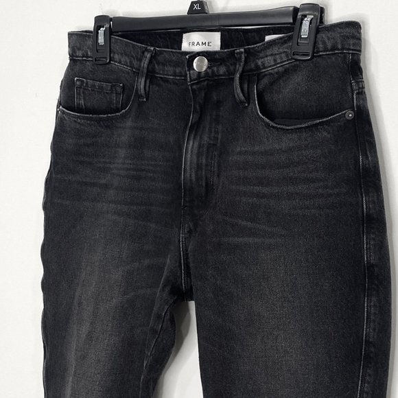 Frame Le Sylvie Slender Straight in Wilkinson Rips Wash Washed Black Jeans Sz 28 - Picture 6 of 12